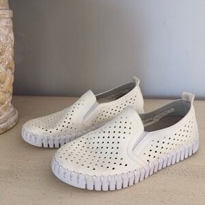 Ilse Jacobsen Tulip 139 Off White Perforated Slip On Loafers Shoes Womens EU 36